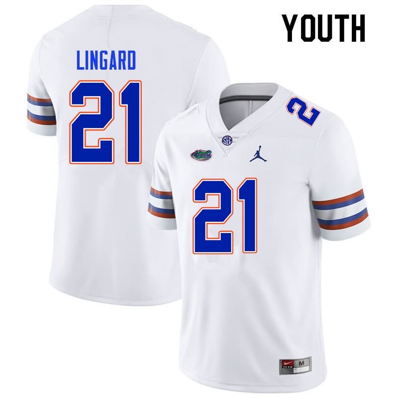 NCAA Florida Gators Lorenzo Lingard Youth #21 Nike White Stitched Authentic College Football Jersey XRA1664XK